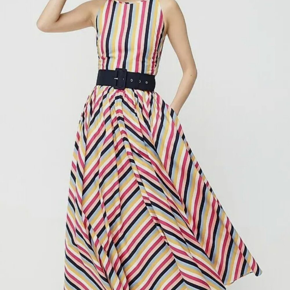 J. Crew High Neck belted Poplin dress